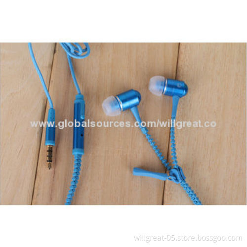 In-ear Zipper Style Earphones for iPhone, iPod, Mobile Phones, MP3 Players